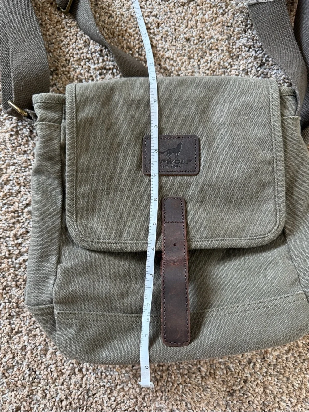 TOPWOLF Faded Olive Green Canvas Satchel Messenger Crossbody Bag